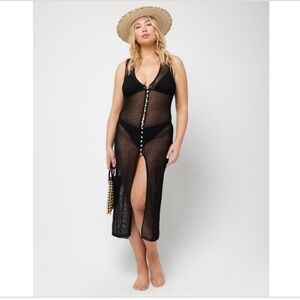 L*Space Black Adrift Swim Coverup with Plunging Neckline